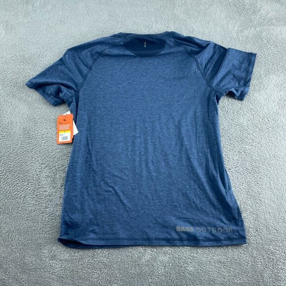 Bass Outdoor Microtech Performance Short Sleeve Tee Blue Mens M NWT 1362 - Picture 2 of 10